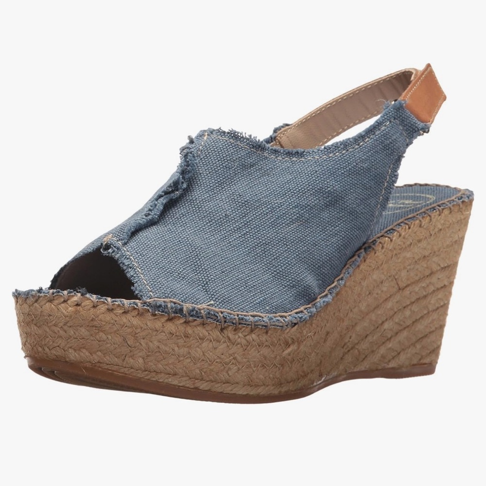 Toni Pons Lugano Platform Wedge in Vintage Blue Denim with Hook & Loop Closure